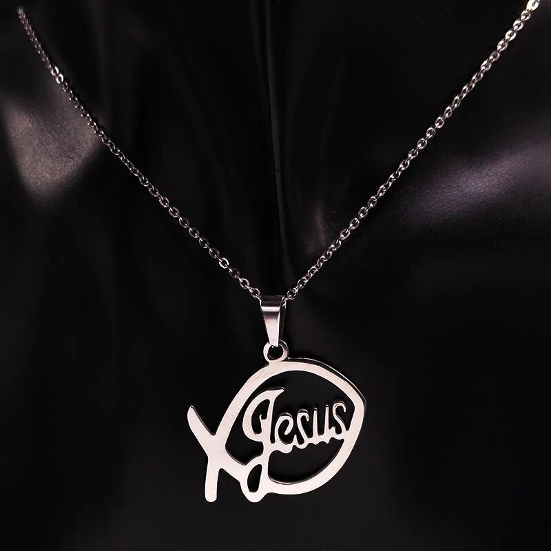 Stainless Steel Jesus Fish Necklace