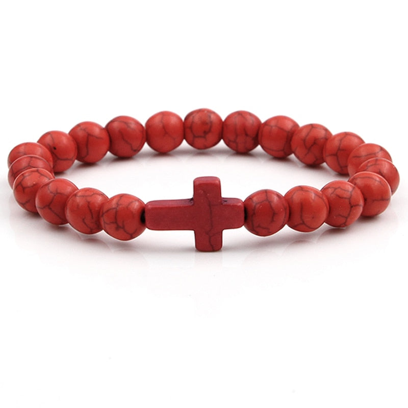 Natural Stone Cross Bracelet