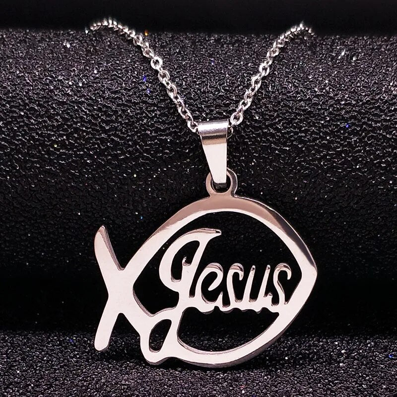 Stainless Steel Jesus Fish Necklace