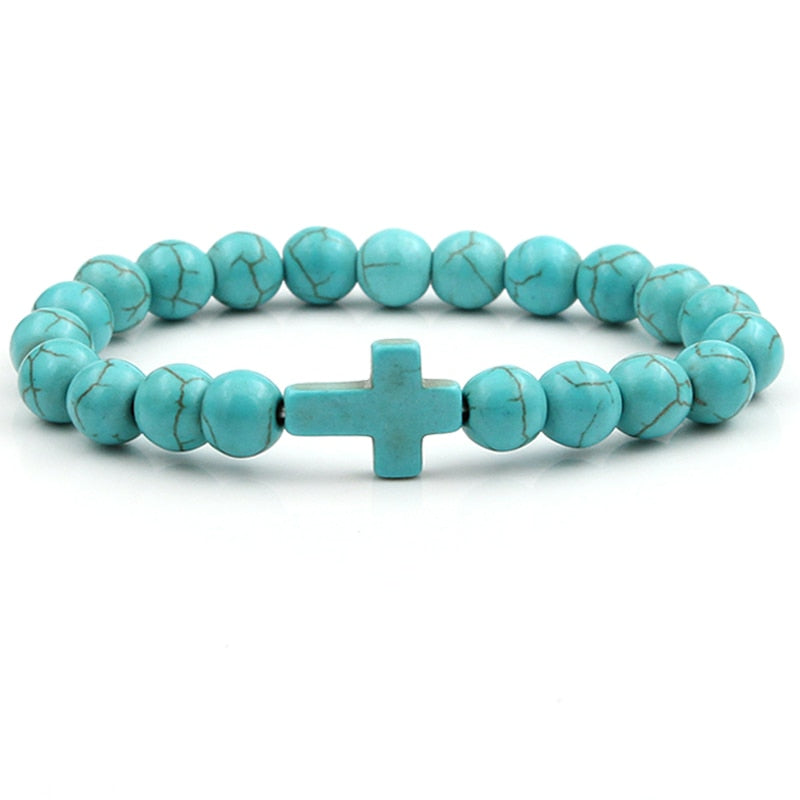 Natural Stone Cross Bracelet