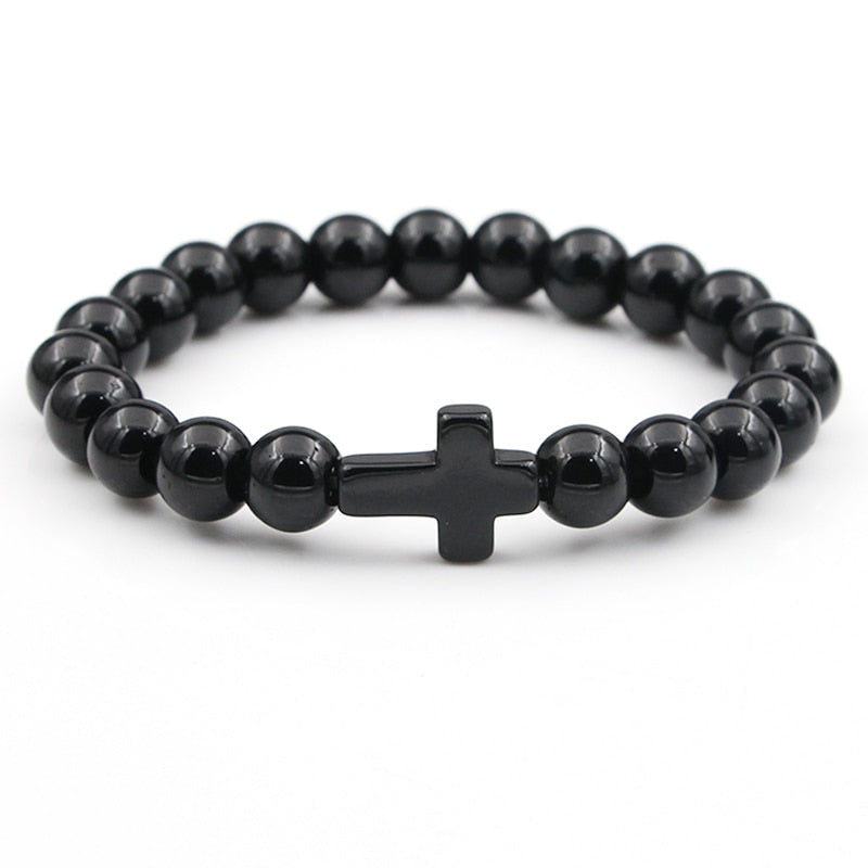 Natural Stone Cross Bracelet