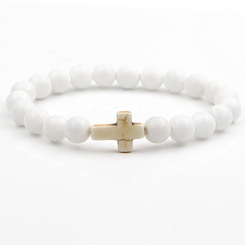 Natural Stone Cross Bracelet