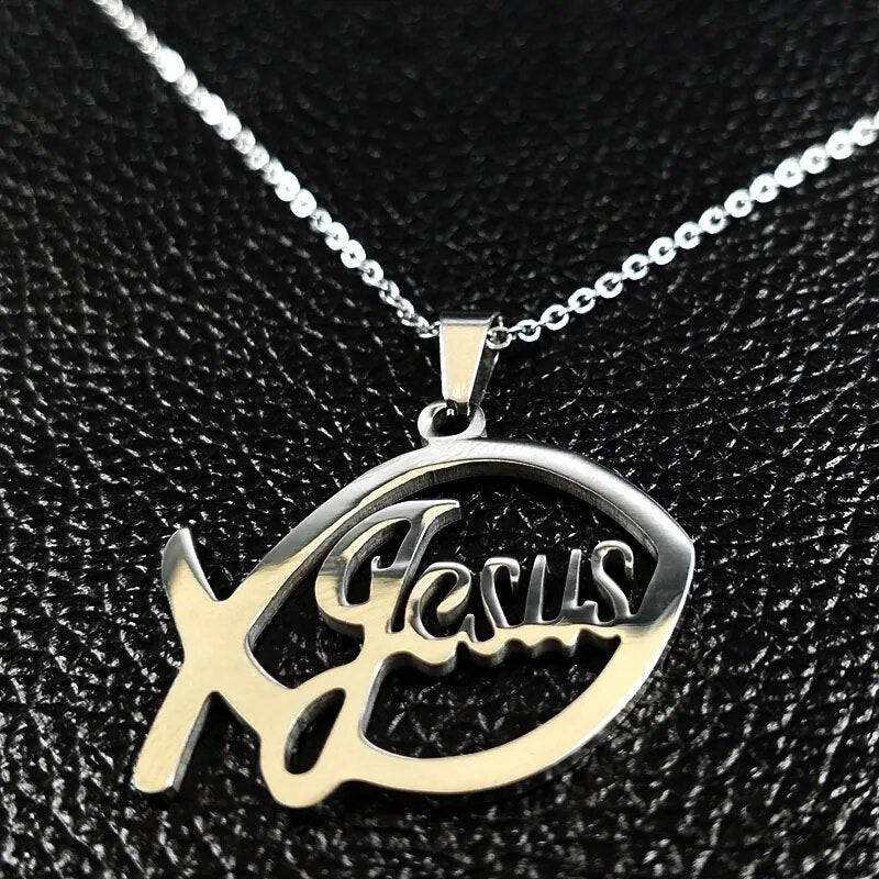 Stainless Steel Jesus Fish Necklace