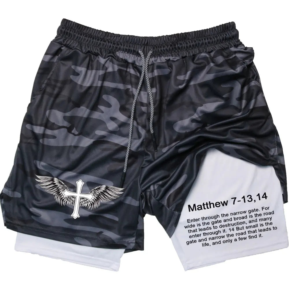 Matthew 7:13 Gym Shorts