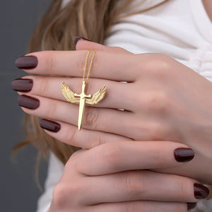 Flying Wings Cross Necklace